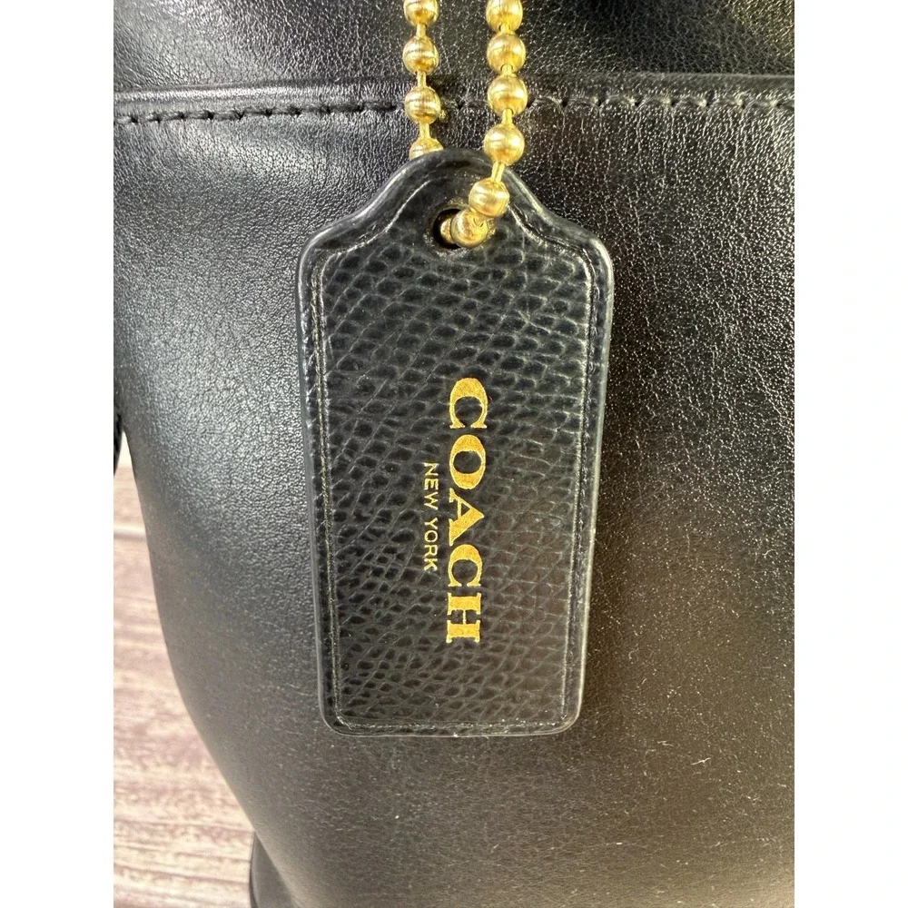 Vintage‎ COACH Equestrian Slim Crossbody Shoulder Bag Black Leather